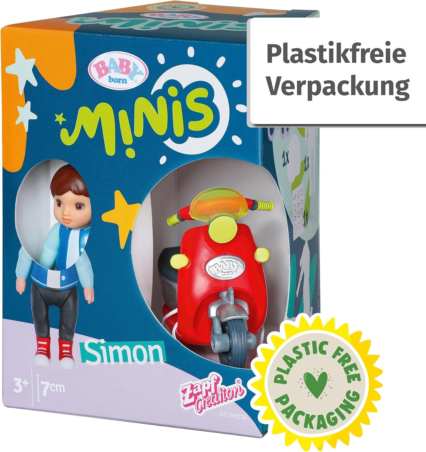 Detalle de BABY born Minis Scooter-Spielset mit Simon-Puppe, Roller und Helm (906118) von Zapf Creation