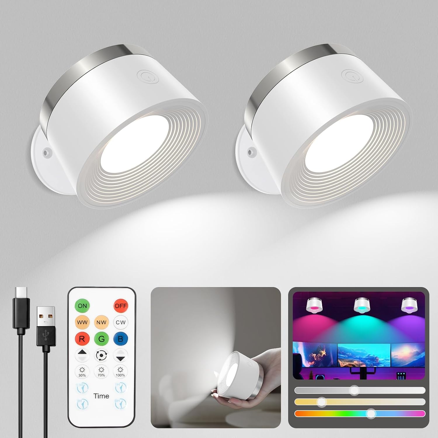 Detalle de Speclux Battery Operated Wall Lights 2 Pack