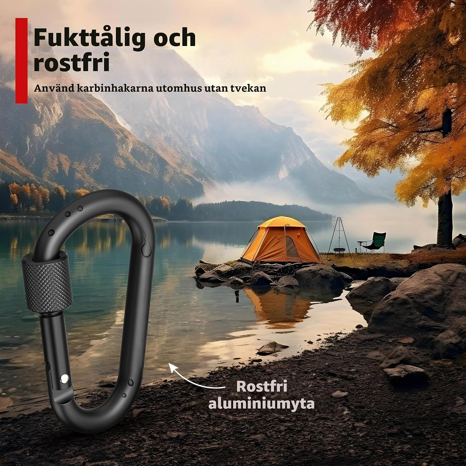 Thumbnail 3 de RAVN HAMAN 10 karbinhakar i aluminium med skruvlås, upp till 30 kg