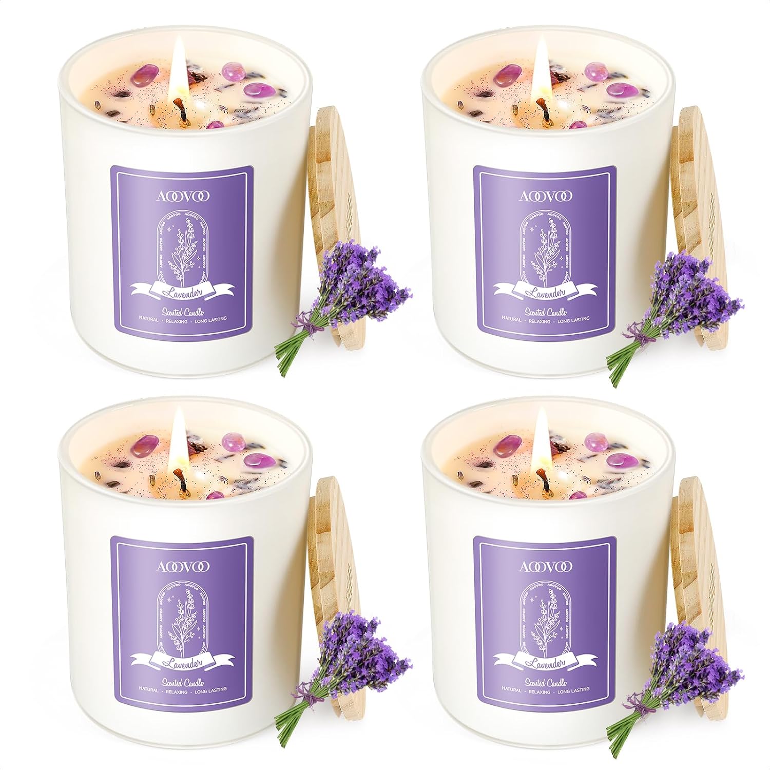 Detalle de AOOVOO Lavender Candle Set, 4-Pack