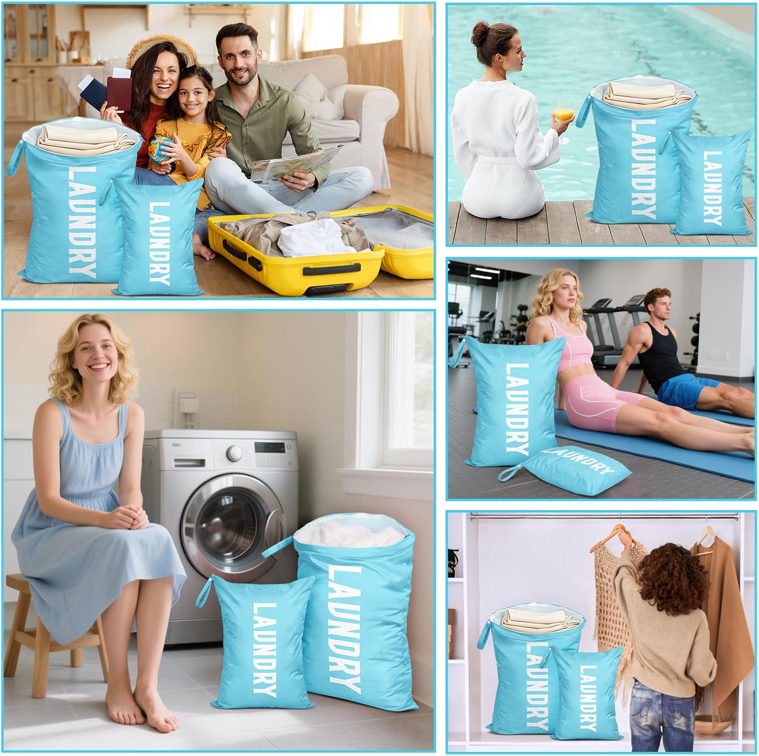 Detalle 2 de Nidoul 2 Pack Travel Laundry Bag: Waterproof Nylon Wet Bags with Zips and Handles