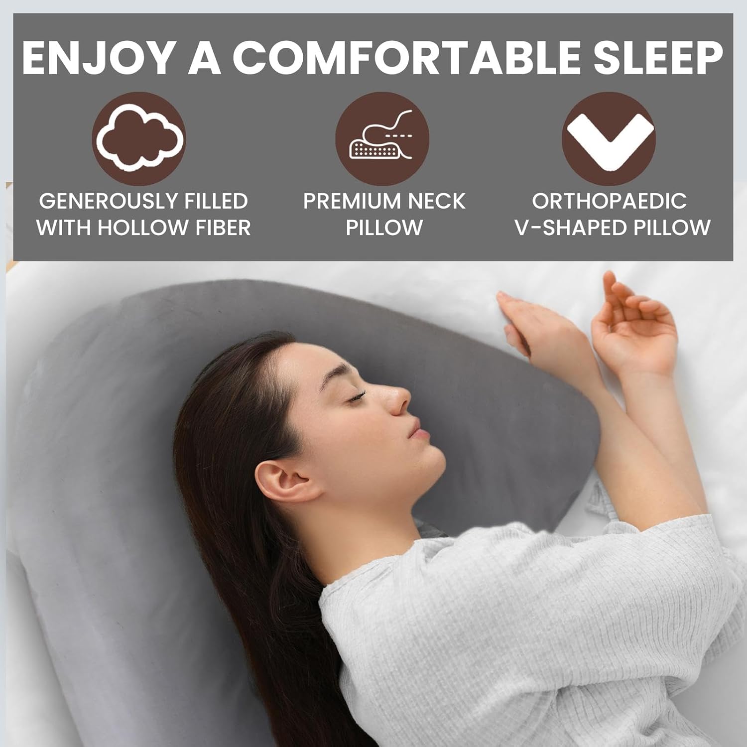 Thumbnail 2 de SYSN V Shaped Triangle Pregnancy Pillow with Cover – Orthopaedic Support for Neck and Back
