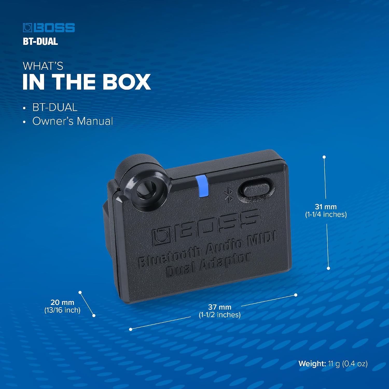 Detalle de BOSS BT-DUAL Bluetooth Audio MIDI Adaptor for Compatible Products