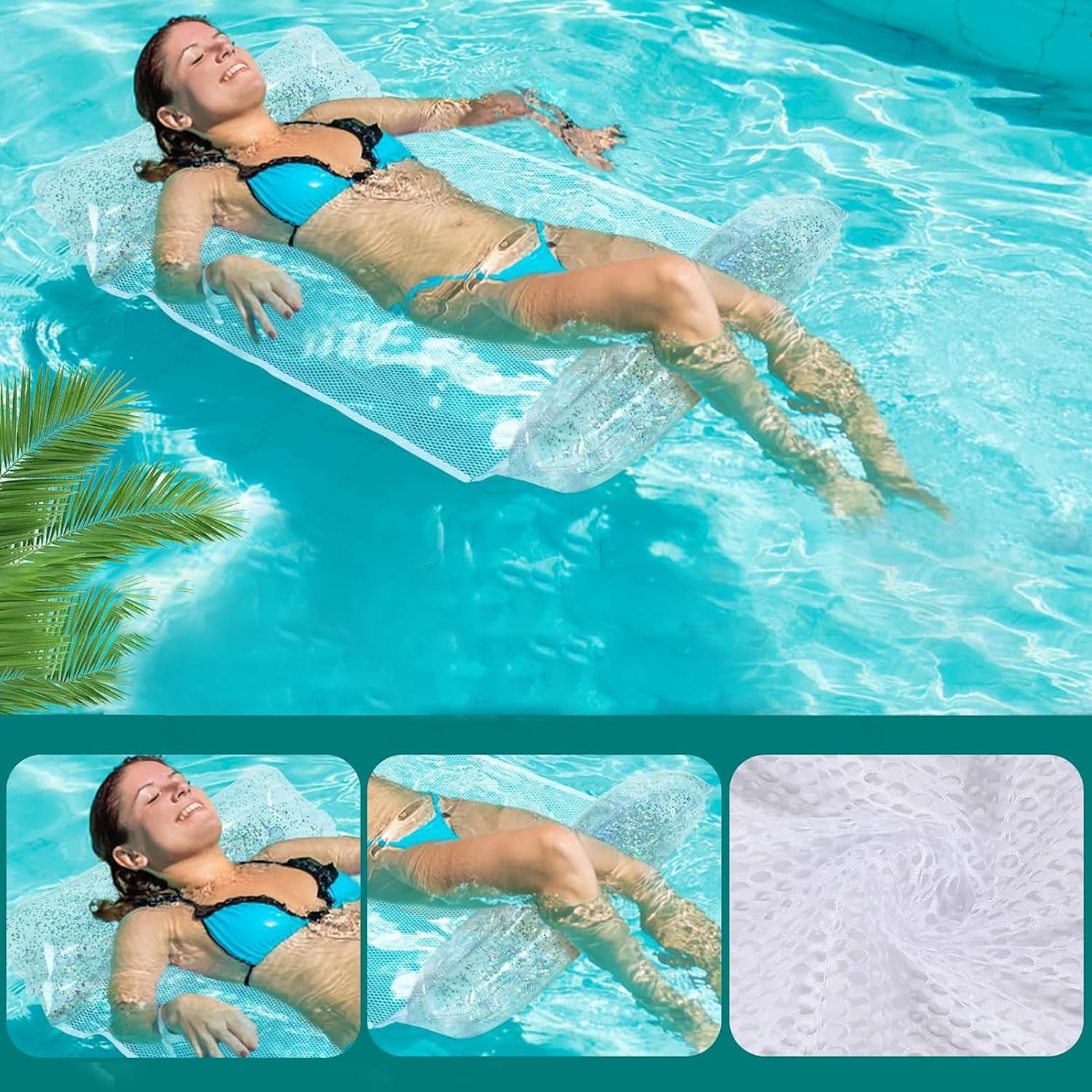Thumbnail 6 de CYFIE Amaca galleggiante con rete gonfiabile 4-in-1: relax e divertimento per piscina e spiaggia