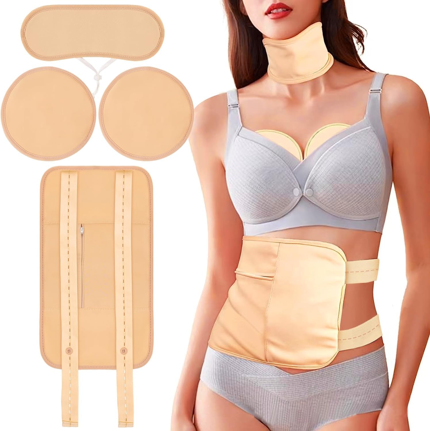 Detalle de YHOVID RTGETHREFT Castor Oil Pack Wrap Kit, 4 Reusable Adjustable Pads
