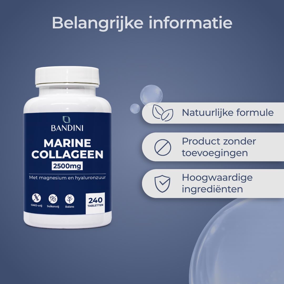 Thumbnail 6 de BANDINI Pure Marine Collageen Peptan® tabletten met hyaluronzuur, 240 stuks