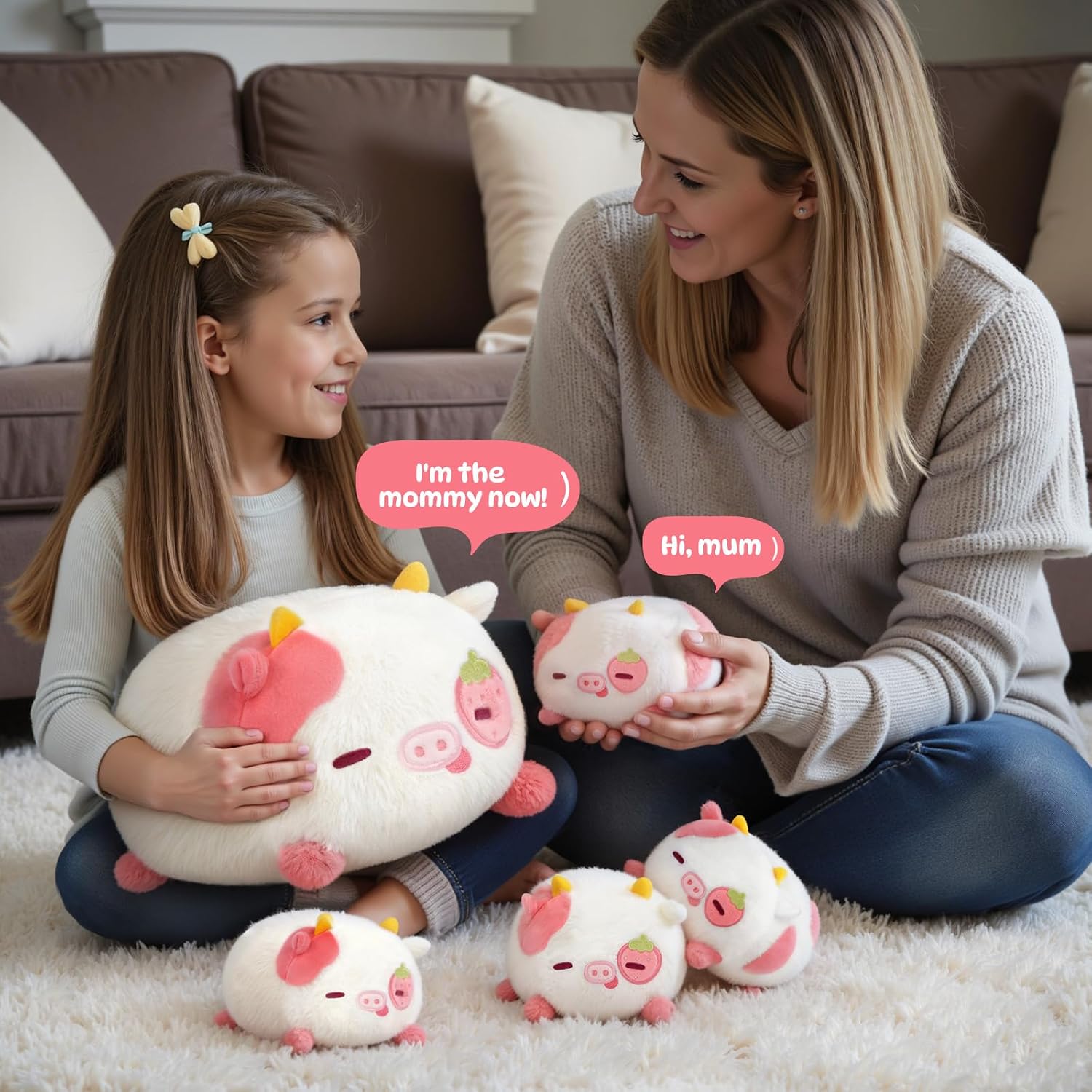 Thumbnail 3 de Mewaii Strawberry Cow plush pillow 16"