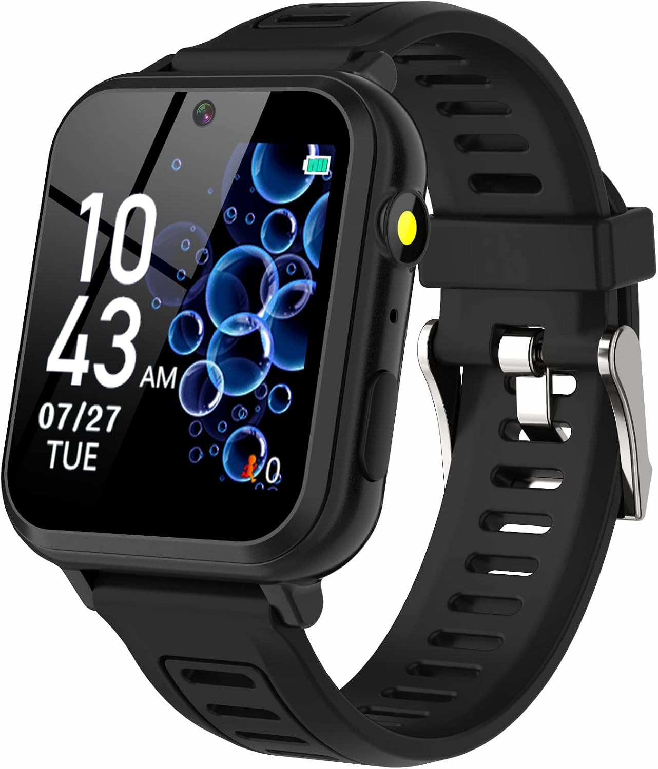 Detalle de Phyulls Smart Watch for Kids (Black) with Selfie-Cam, 39 Games, Camera/Video, Alarm & Calculator