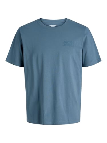 Detalle de JACK & JONES Jjecorp Logo tee SS O-Neck Noos, Blue Mirage. – Camiseta de cuello redondo con estampado en talla M