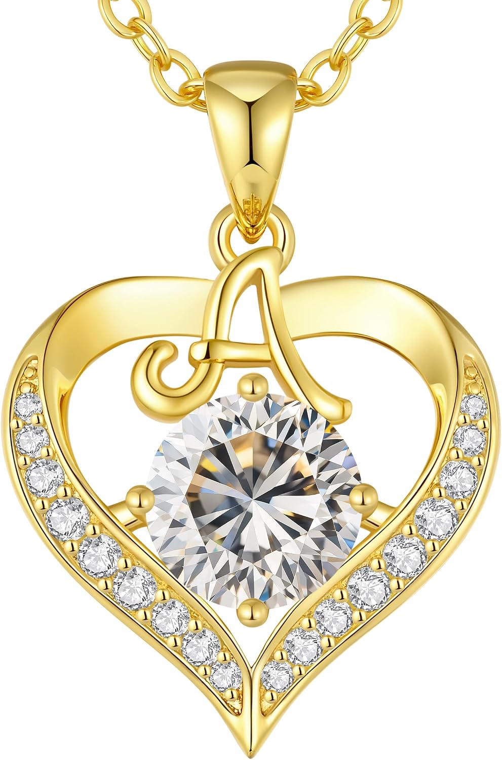 Detalle de LOUISA SECRET Collier femme à initiales A-Z avec pendentif cœur d’amour plaqué or 18K
