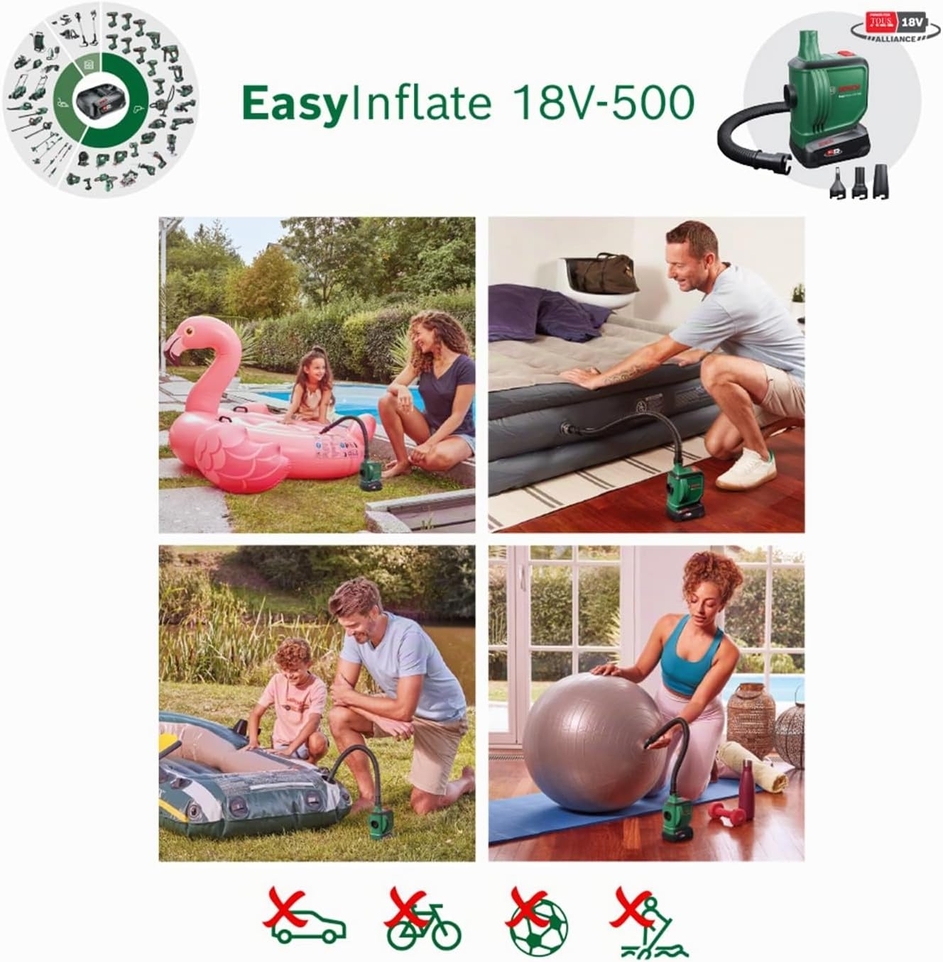 Detalle de Bosch EasyInflate 18V-500 : pompe à air sans fil compacte pour gonfler et dégonfler
