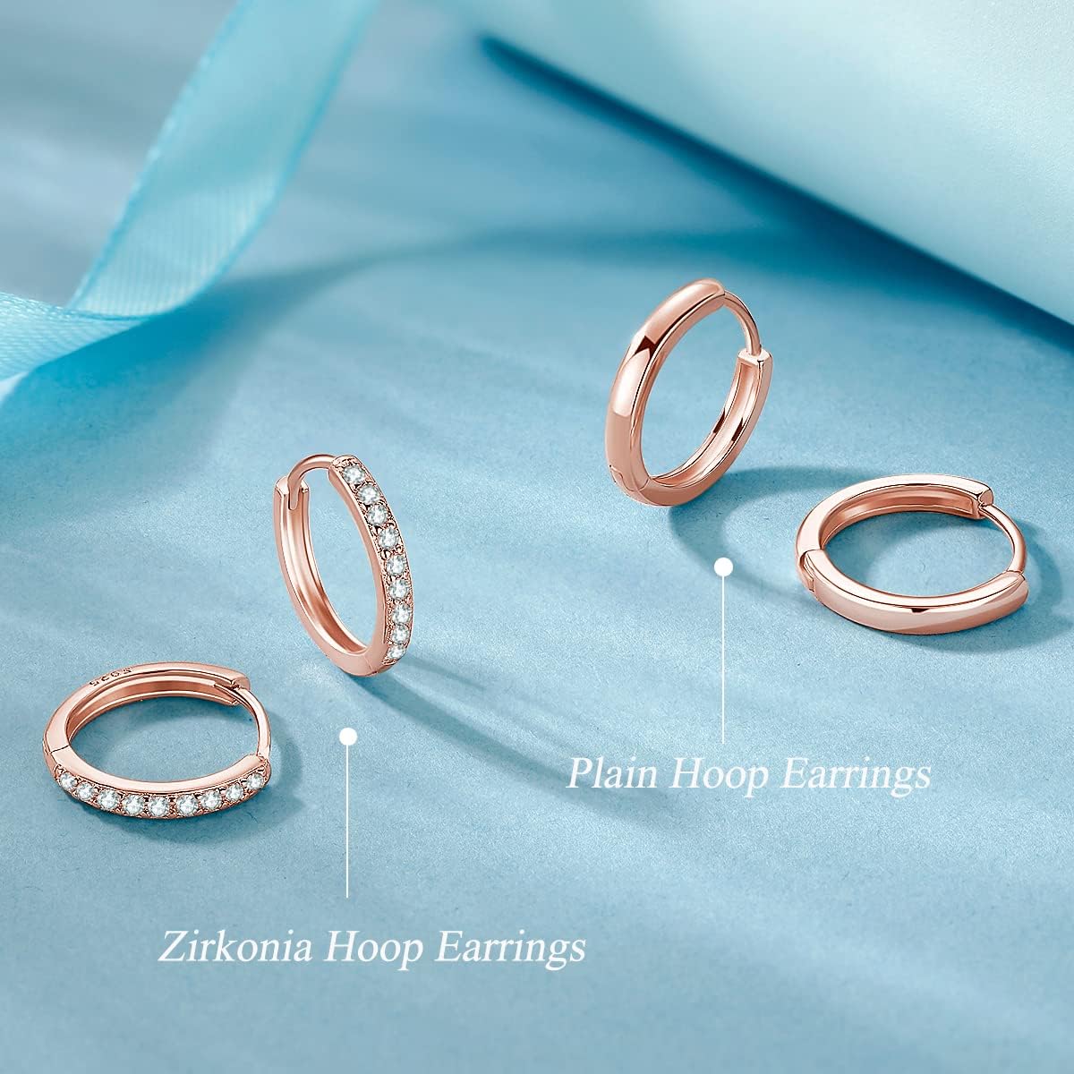 Thumbnail 2 de Deyanse Creolen aus Silber 925 – 2 Paar Set mit Zirkonia (12 mm), Unisex