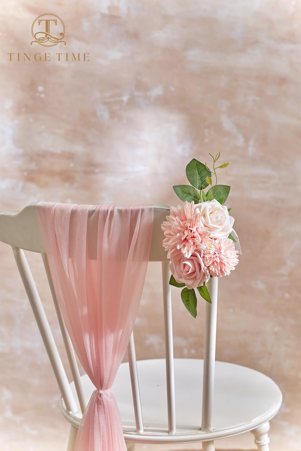 Detalle de TINGE TIME – Lot de 23 fleurs artificielles en soie avec tiges pour bouquets, déco de mariage et fleurs de gâteau (rose pâle)