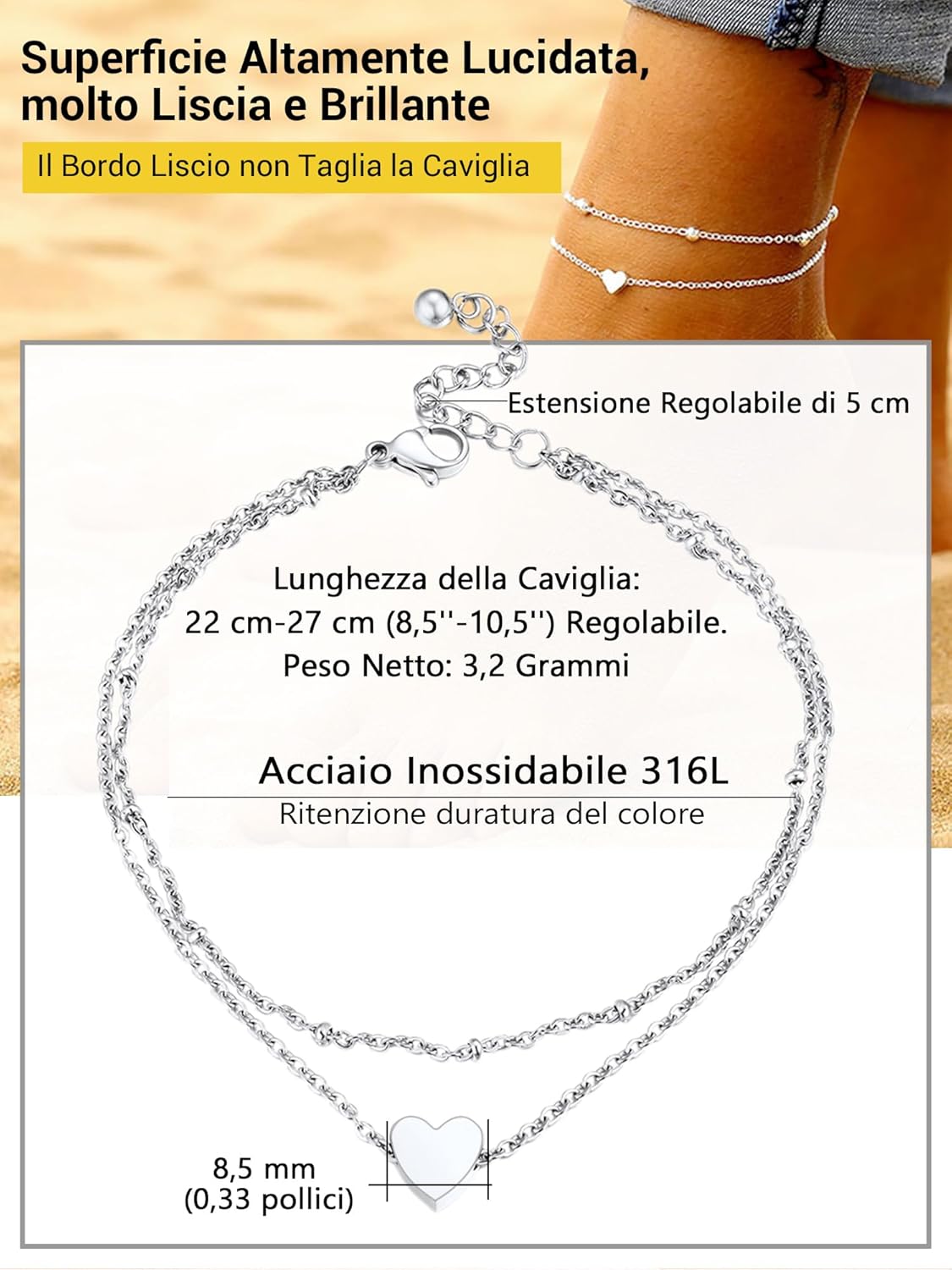 Thumbnail 4 de PROSTEEL Cavigliera Creativa Manette a Catena Regolabile: stile minimale in acciaio per l’estate