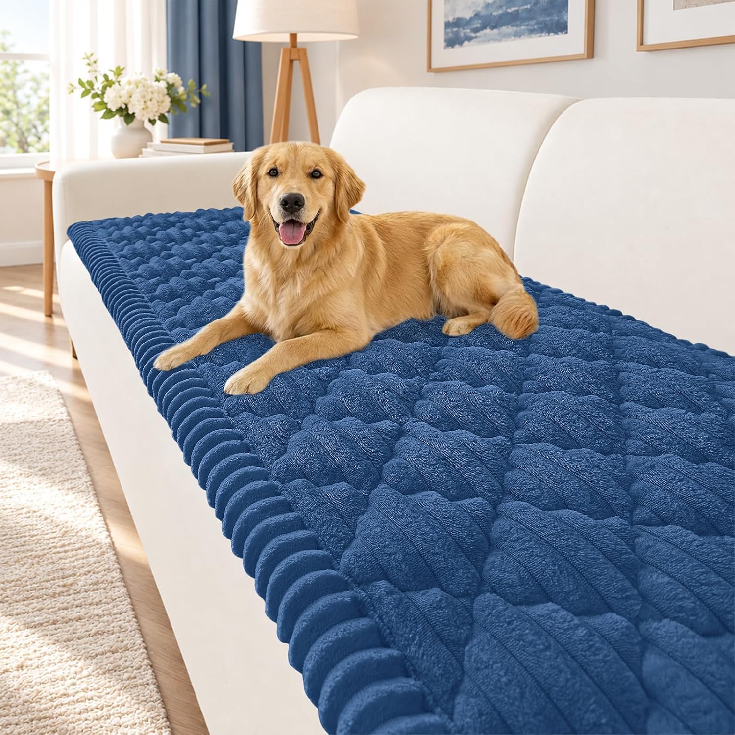 Detalle de Smiry Pet Couch Covers for Dogs (Washable, Non-Slip, Navy 27.6" x 88")