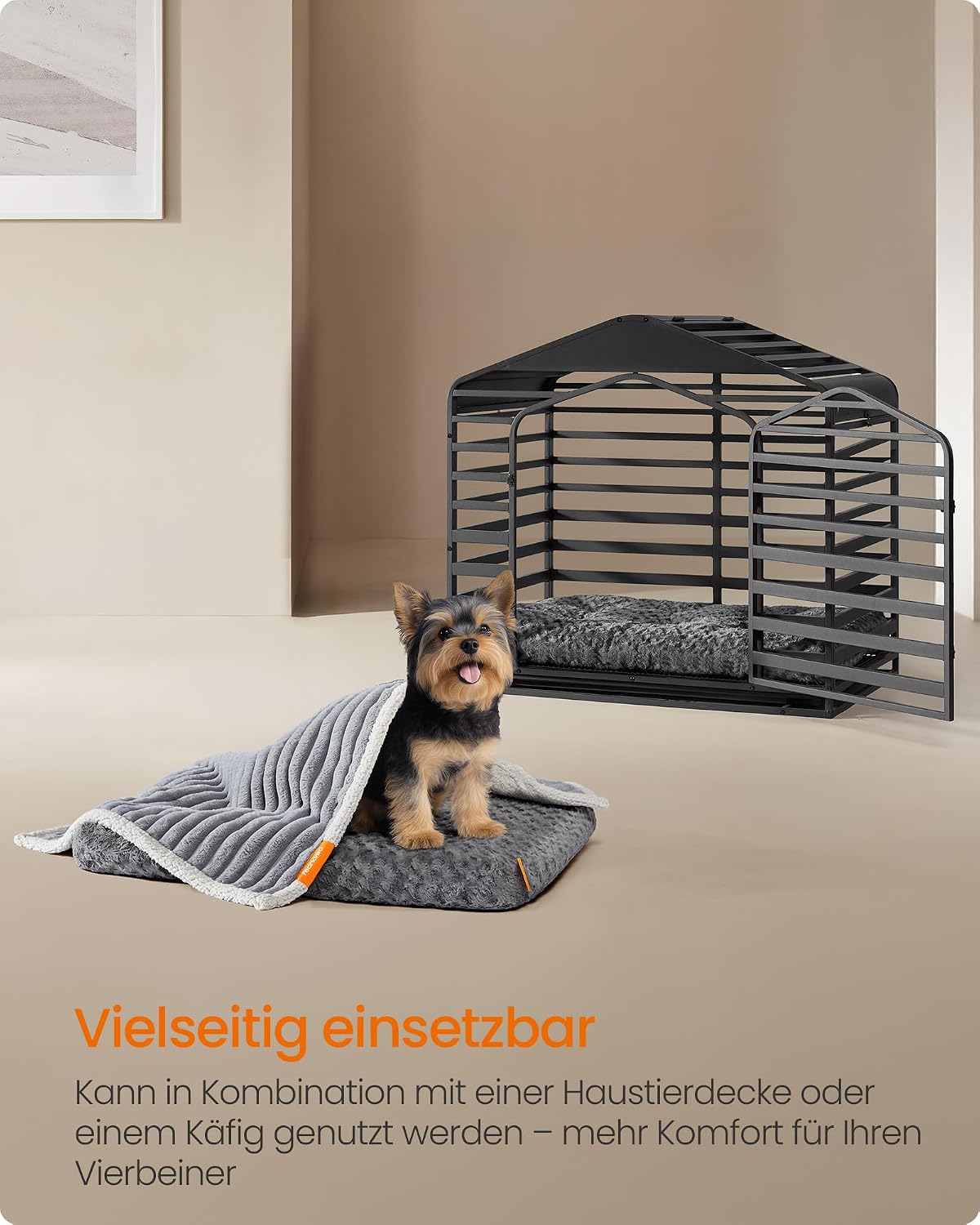 Detalle 2 de Feandrea Hundebett / Hundekissen M (80 x 50 cm) für kleine Hunde – rutschfest, waschbar, schiefergrau PGW291GN01