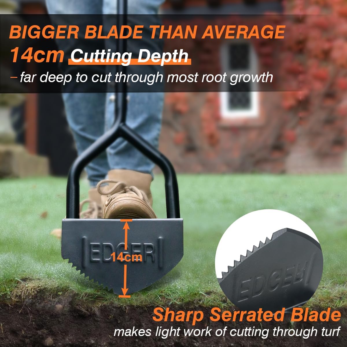 Thumbnail 3 de Colwelt Manual Lawn Edging Tool 102cm – Half Moon Edger with V-Shaped Serrated Blade