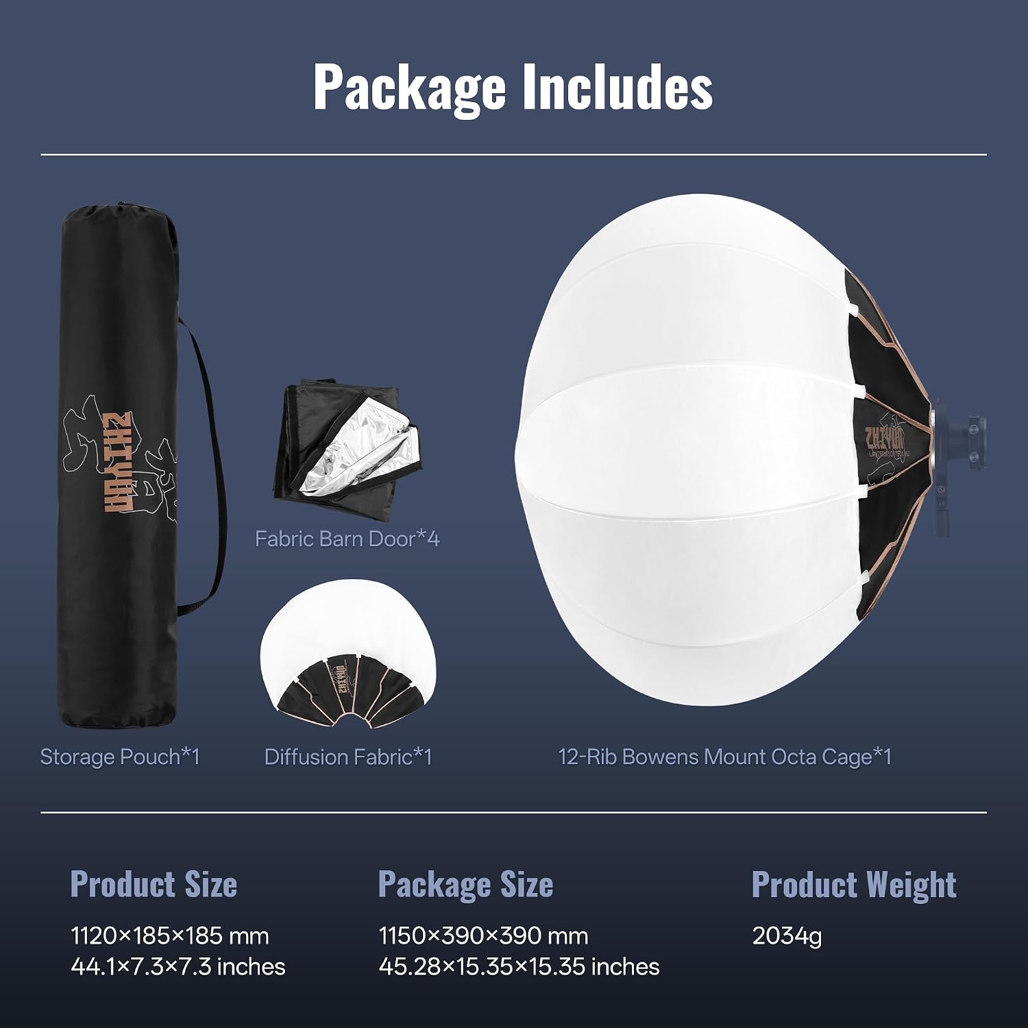 Thumbnail 5 de ZHIYUN Lantern Softbox 85cm with Bowens Mount — Universal 360° Light Diffuser for ZHIYUN X60 / CX100 / G60 / X100 / G200 / G300