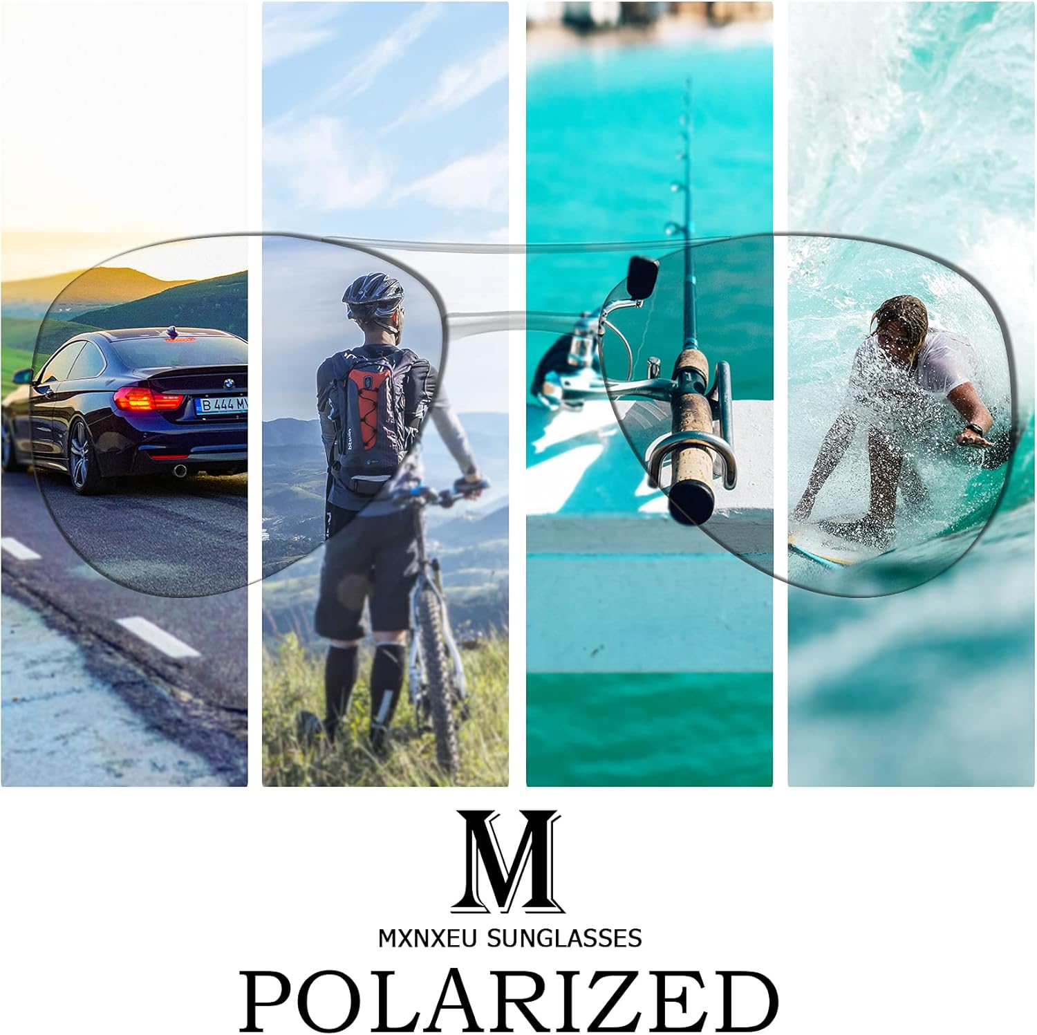 Detalle de MXNXEU Sonnenbrille Herren Fahrerbrille Polarisierte UV400 – Leichtes, unisex Modell aus Aluminium-Magnesium