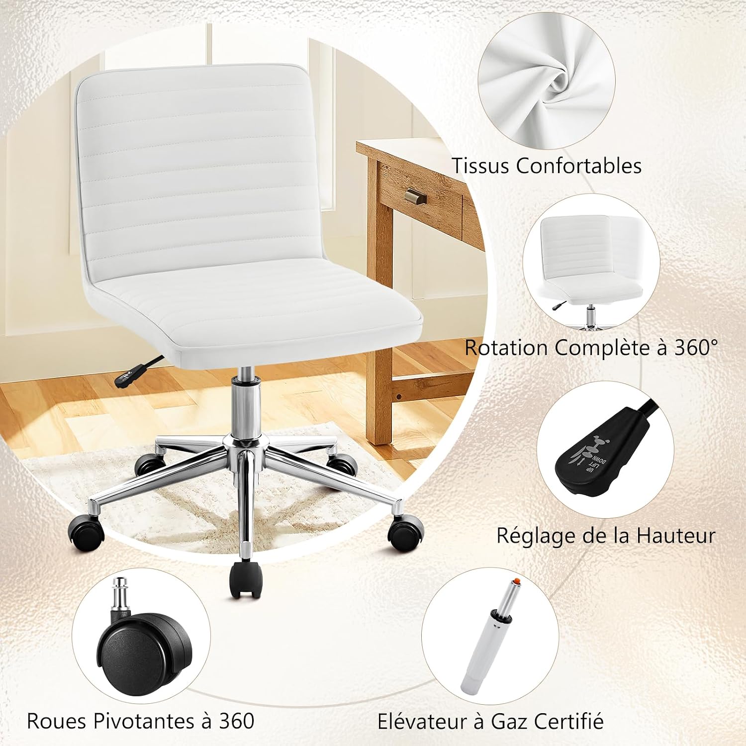 Detalle 2 de Hellove Chaise de Bureau sans Accoudoirs 43–57 cm