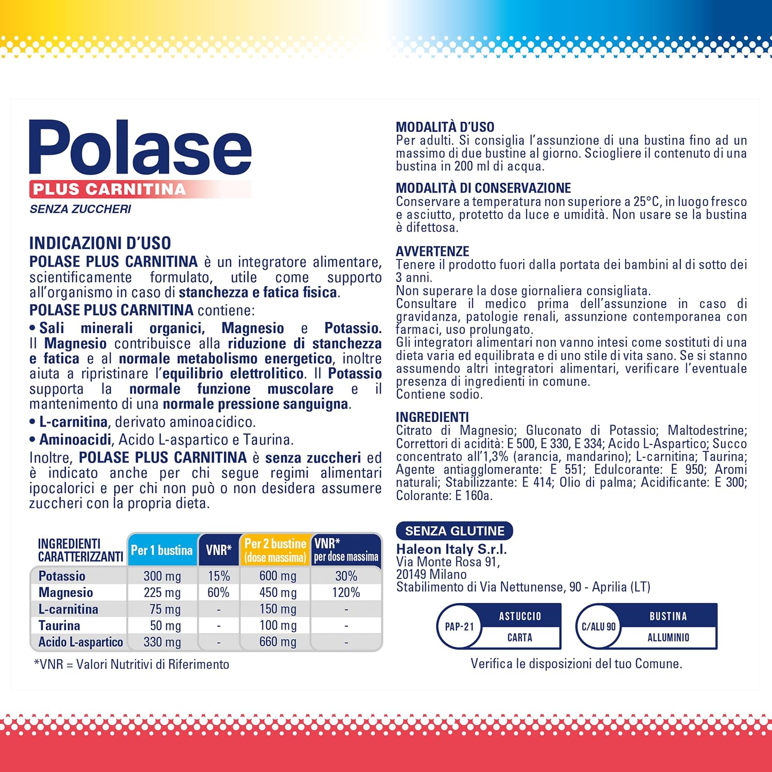 Detalle 2 de Polase Plus Carnitina Integratore: supporto contro stanchezza e fatica fisica, 36 bustine
