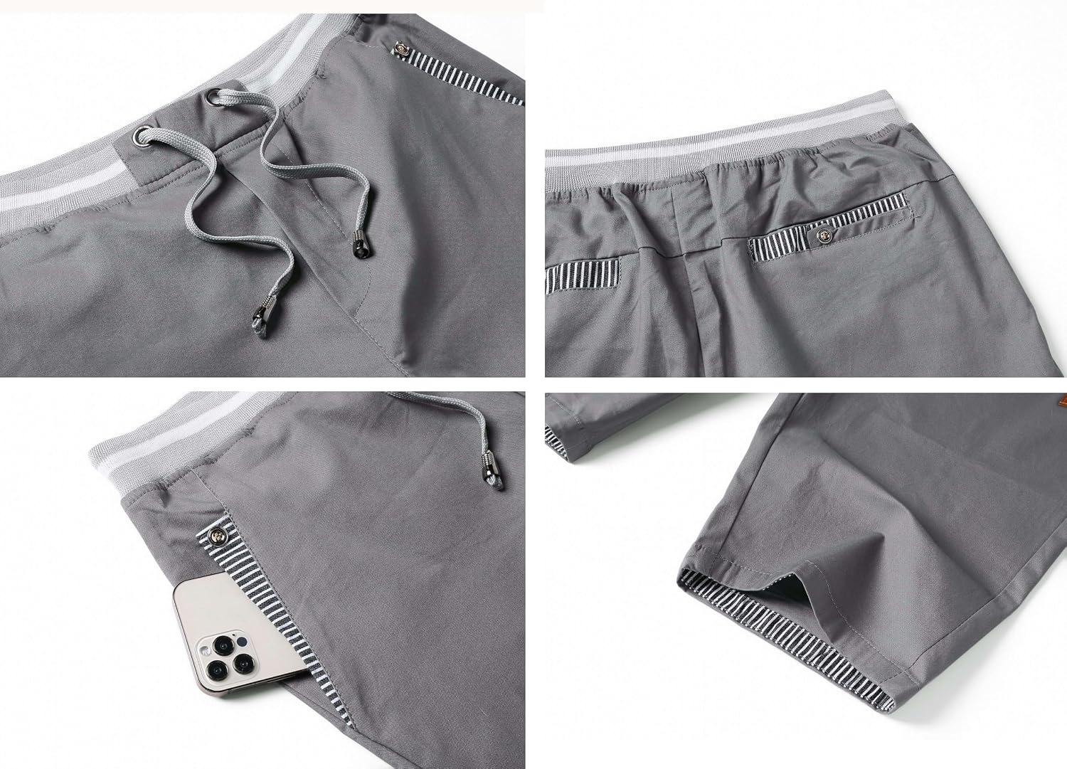 Detalle de HCSS Kurze Hosen Herren Bermuda Shorts – atmungsaktive Baumwolle mit Gummizug und Tasche