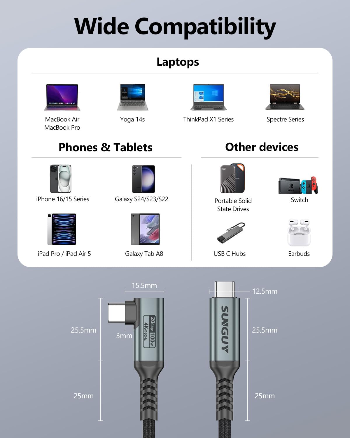 Thumbnail 5 de SUNGUY Cable USB C 100W 0,3 m