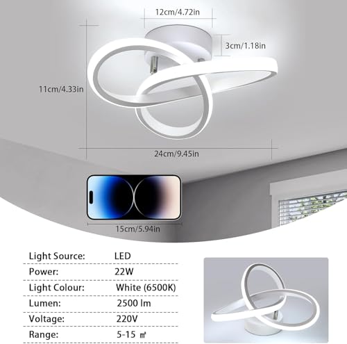 Detalle de Comely Lampada da Soffitto LED Moderna 22W, 2500 lm – Plafoniera Creativa a Forma di Fiore