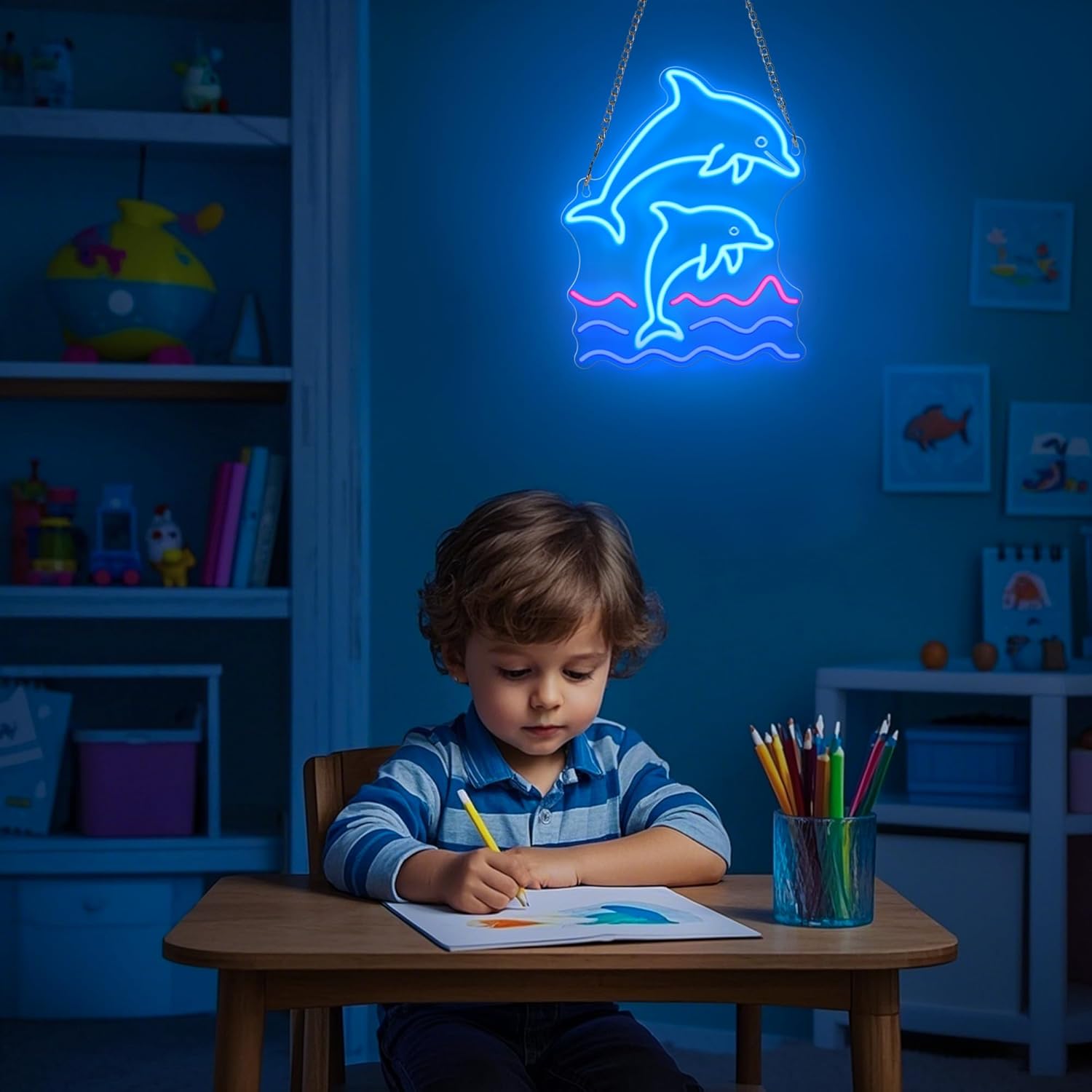 Thumbnail 4 de Delphin Neon-Schild für Partys