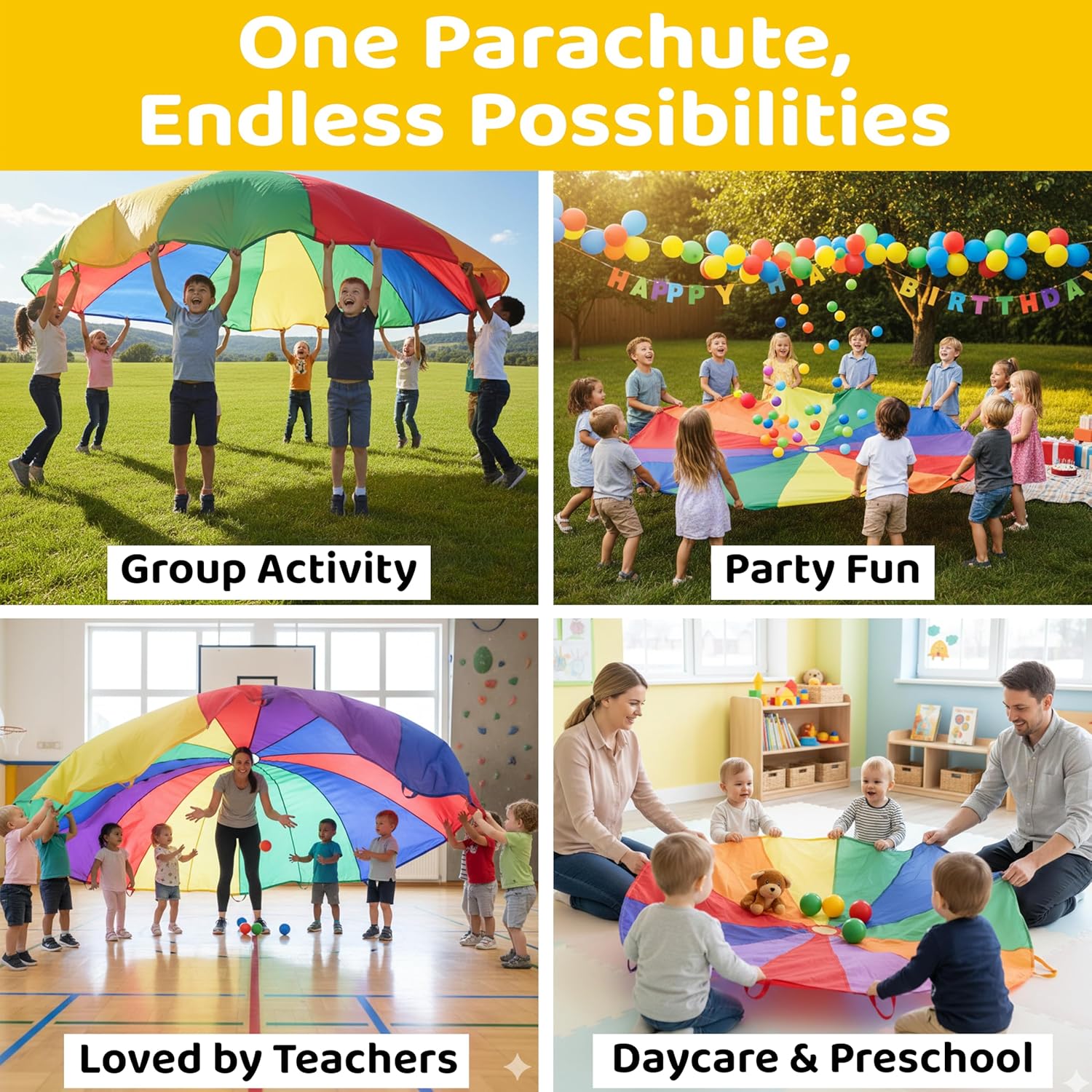 Thumbnail 3 de GSi Kids Play Parachute Rainbow Parachute Toy Tent – 12 Feet