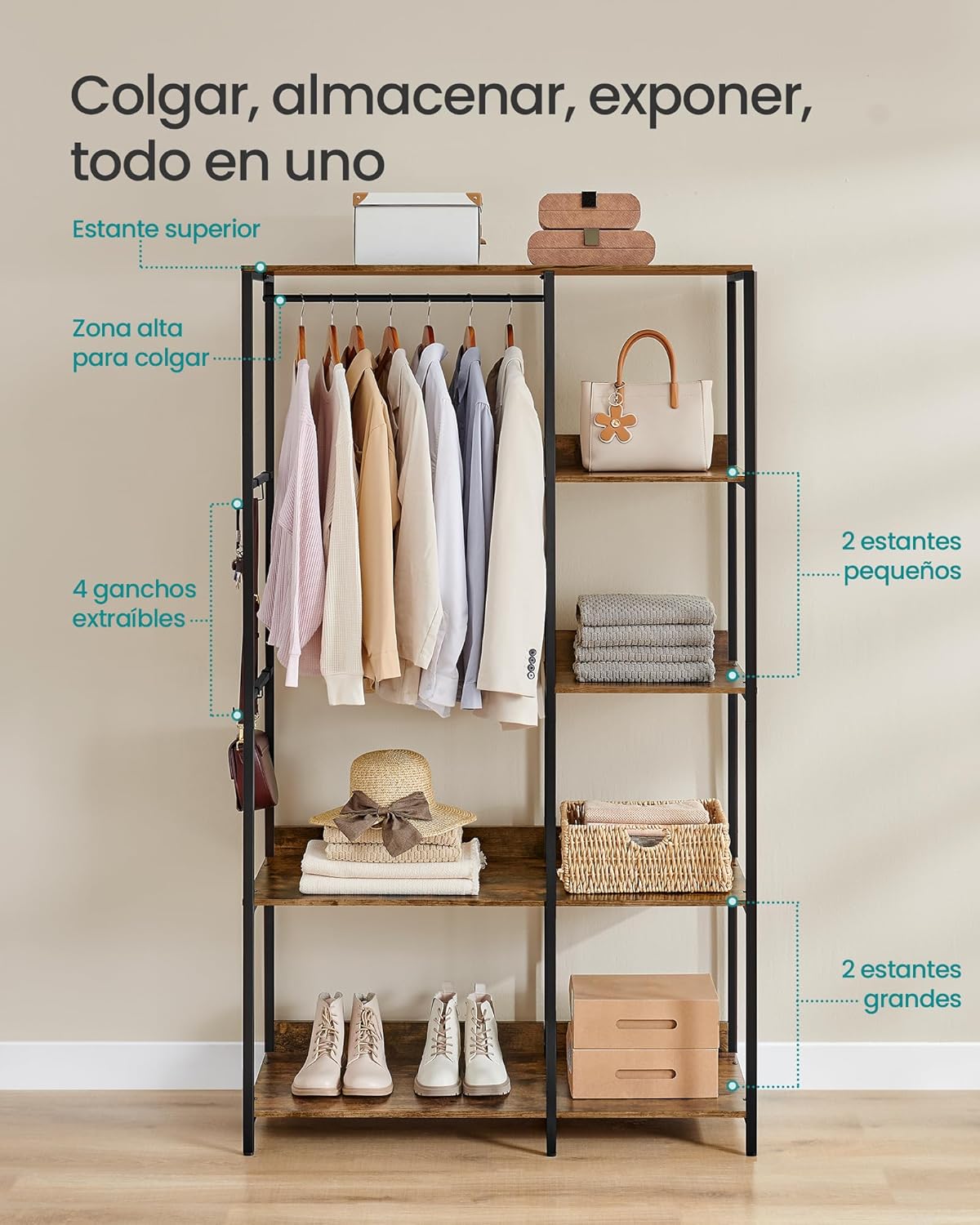 Detalle de SONGMICS Guardaroba RGR024B01 98x40x181 cm