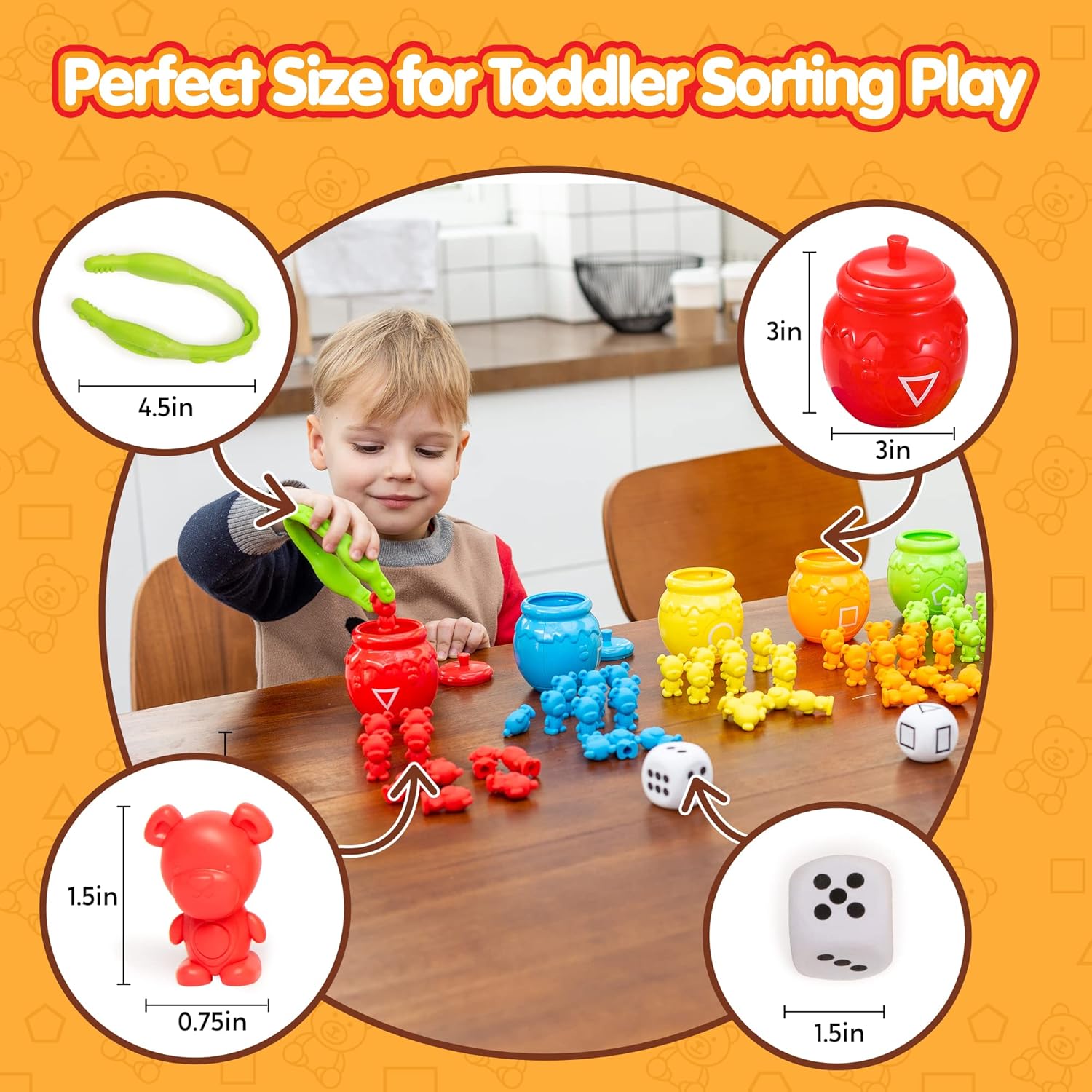 Thumbnail 5 de JOYIN Counting & Sorting Bears Toy Set with Matching Sorting Cups (72 Bears, 6 Colours) Toddler Montessori STEM Game