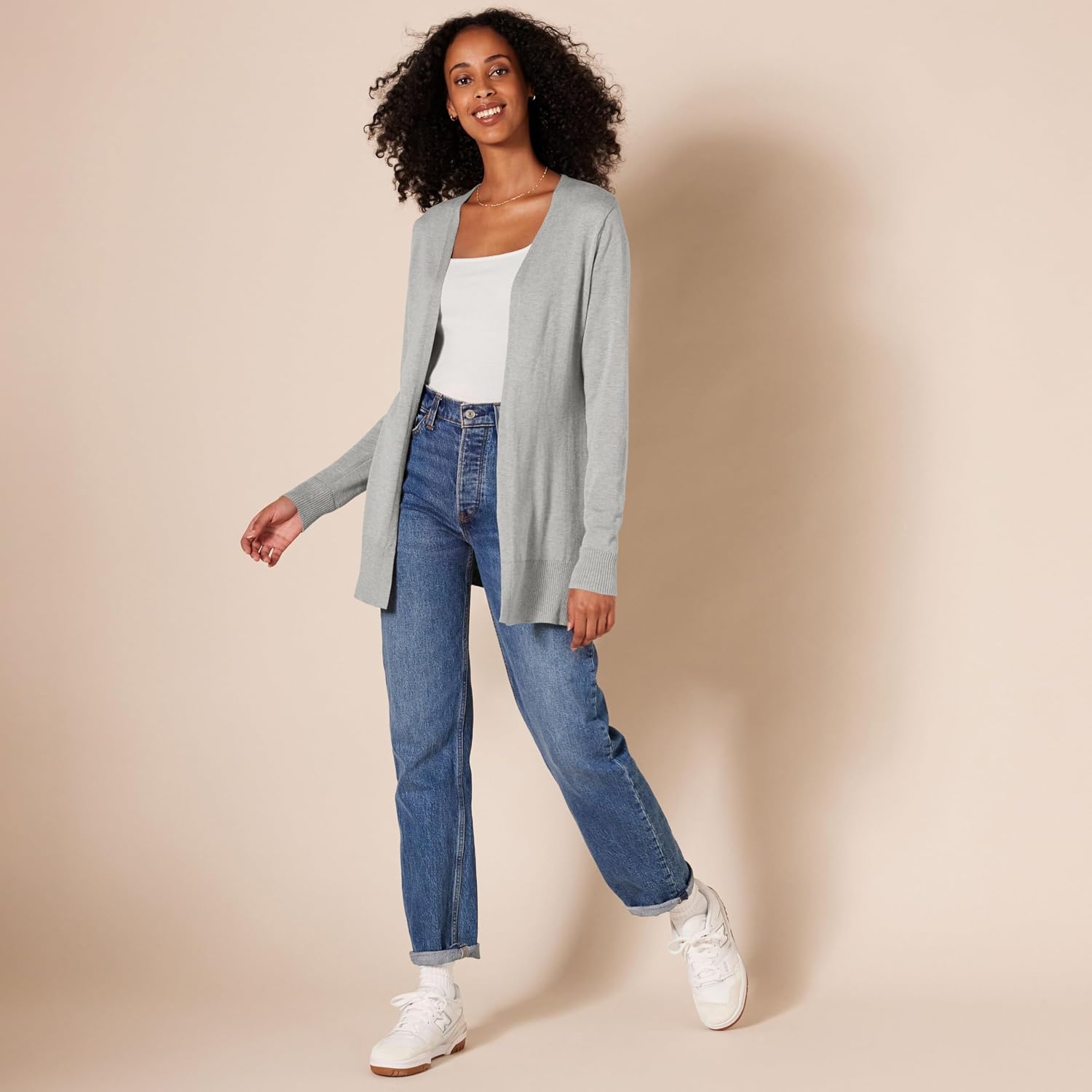 Detalle de Amazon Essentials Women's Lightweight Long Open-Front Cardigan (Available in Plus Size)