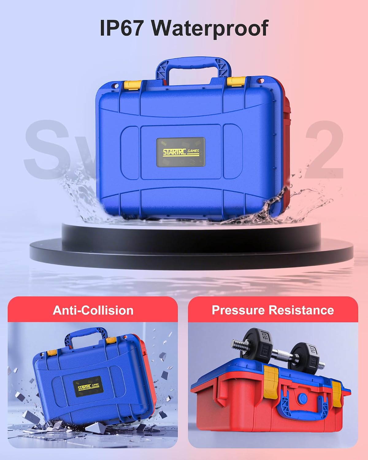 Detalle de STARTRC GAMES Hartschalen-Tasche für Nintendo Switch 2 (IP67) – für Konsole, Pro Controller & Zubehör