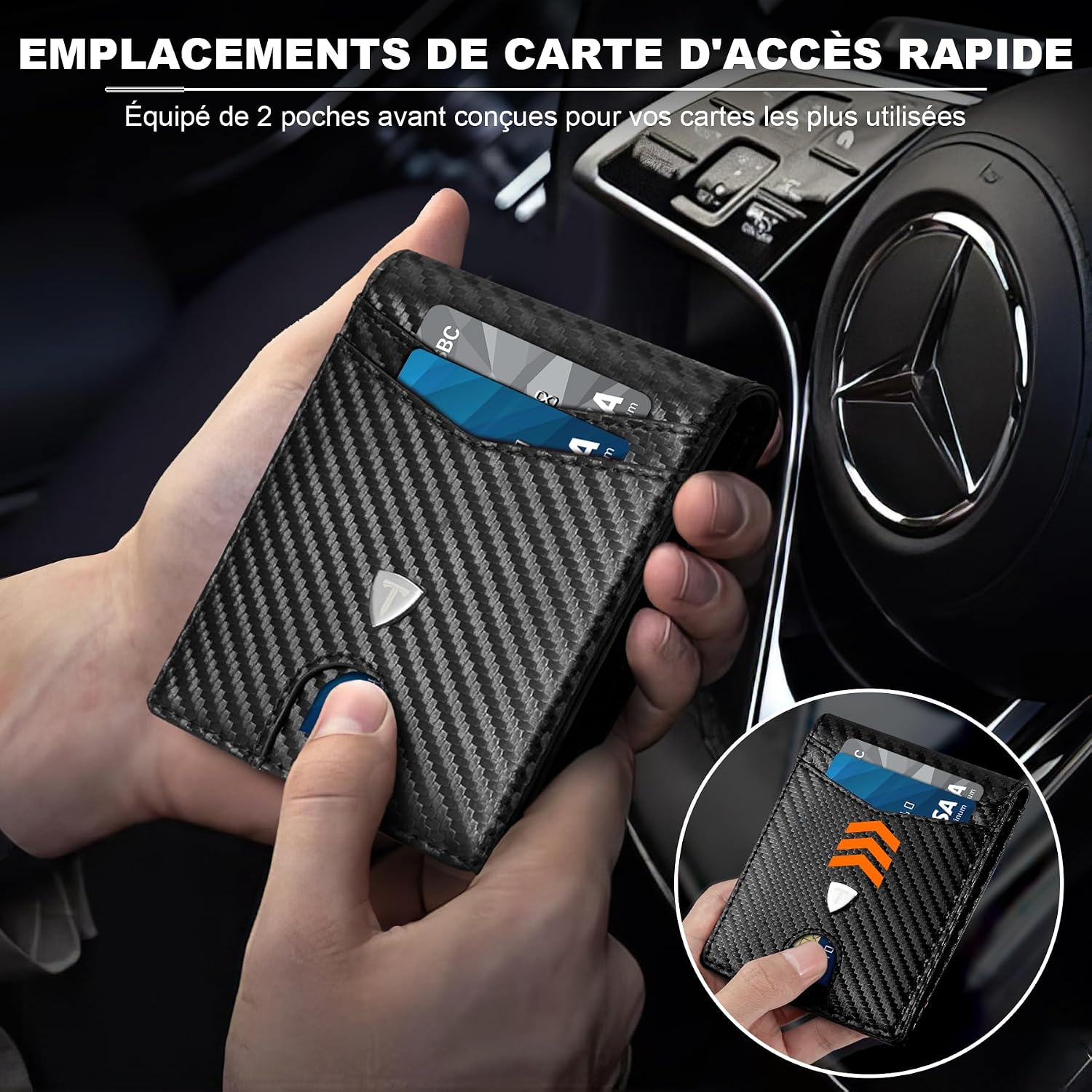 Thumbnail 5 de TEEHON Portefeuille Slim Cuir Fibre de Carbone 11 cartes