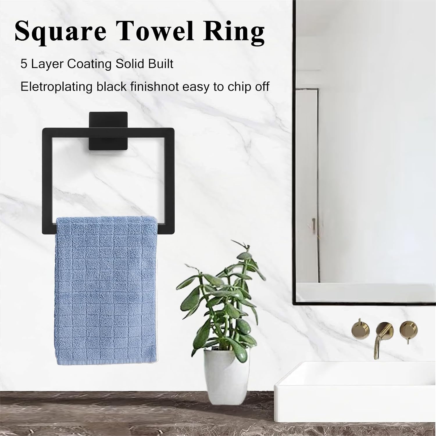 Thumbnail 4 de HBVUQ YS-5PCS Matte Black Stainless Steel Bathroom Hardware Set