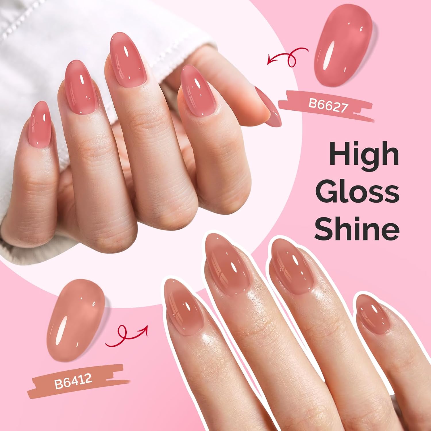 Detalle de MelodySusie Jelly Gel Nail Polish Set – 6 Transparent Colors (Milky/Jelly Texture) 7.5ML