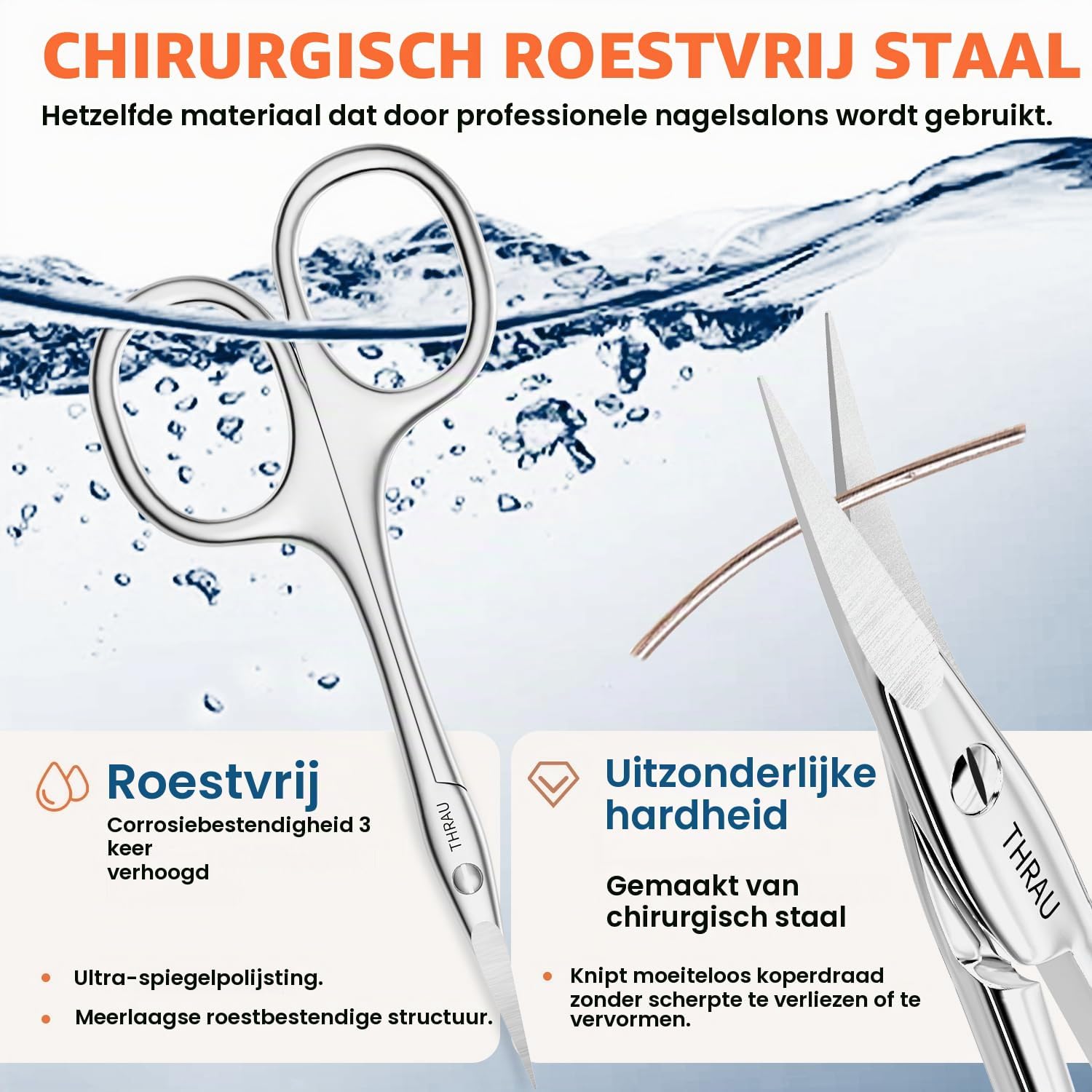 Thumbnail 4 de THRAU THR-CS-ZYS-L linkshandige nagelriemschaar van RVS met gebogen punt