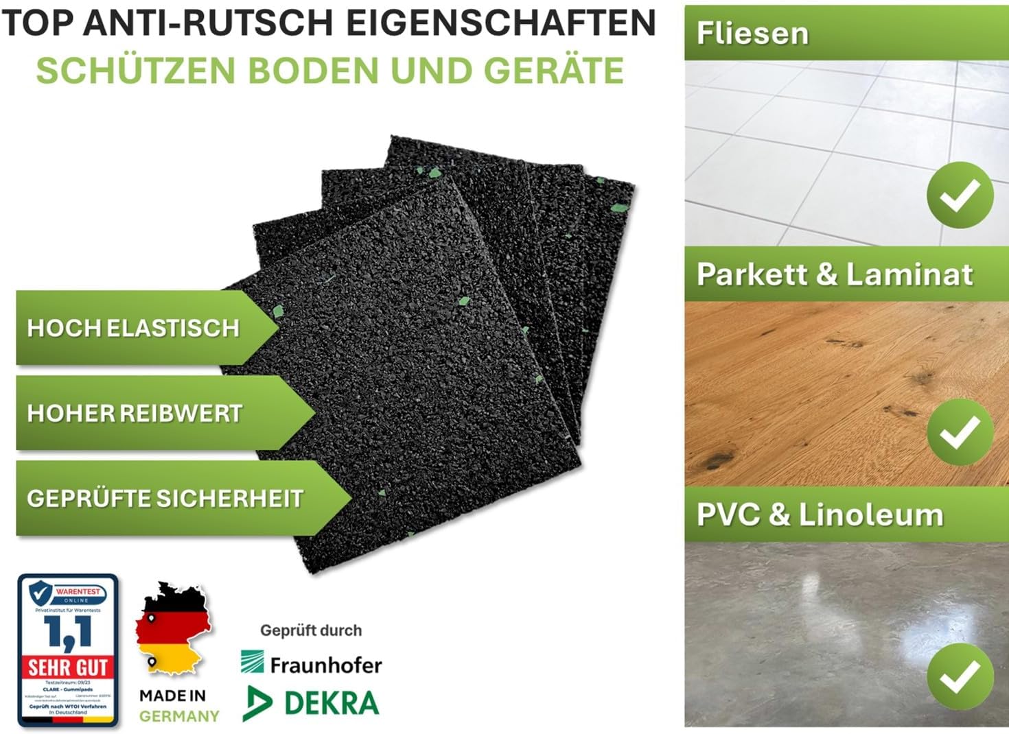 Thumbnail 4 de CLARE Premium Schwingungsdämpfer – rutschfeste Unterlage für Waschmaschine & Trockner (90 x 90 mm)