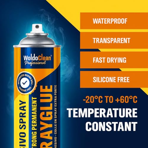 Detalle de WoldoClean Colla Spray Cielo Auto Tessuti 500 ml – incollaggio duraturo per auto, camper e tappezzeria