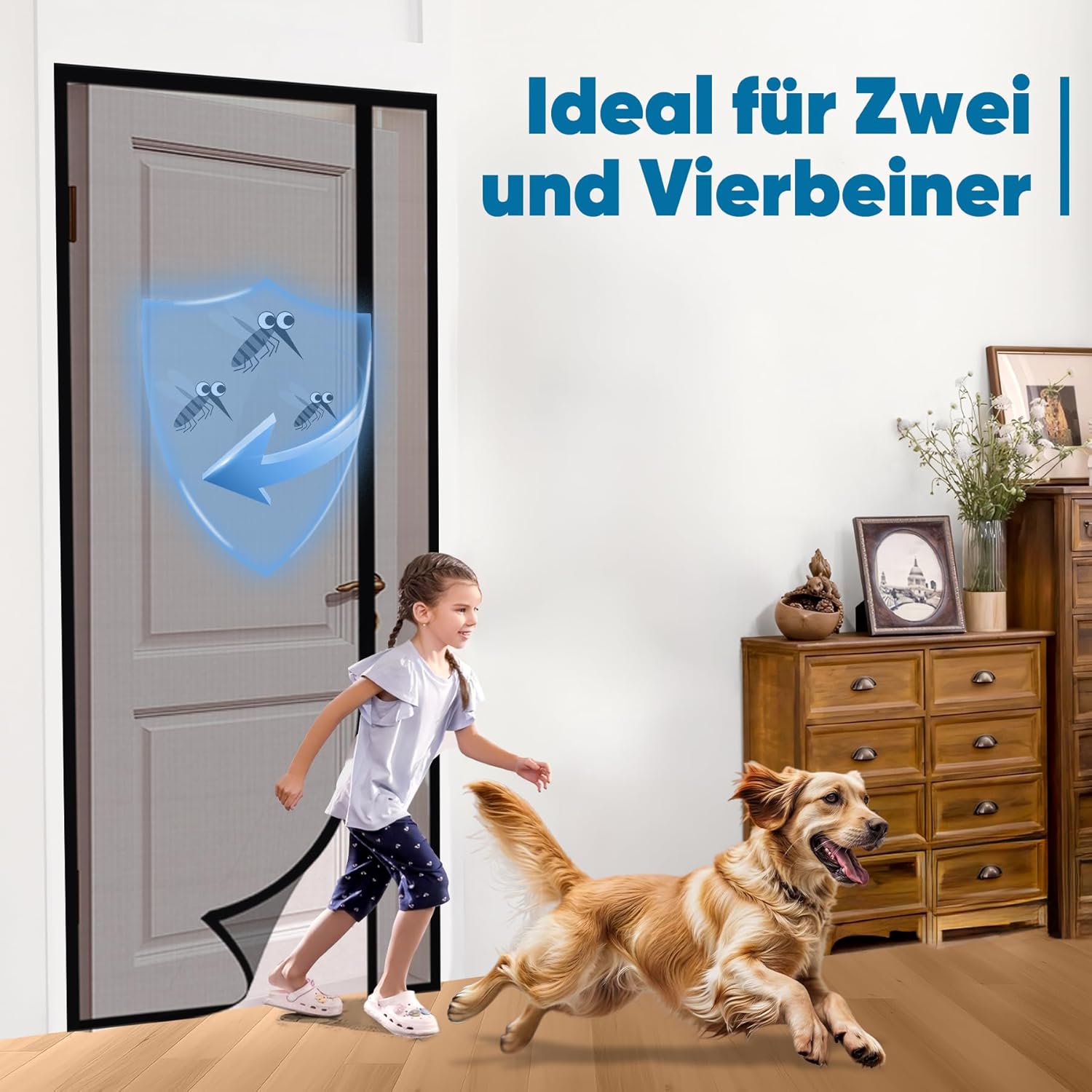 Thumbnail 5 de Sekey Fliegengitter Tür Vorhang mit Magnet & Katzenkratzer-Schutz (80x210 cm, Schwarz) – ohne Bohren