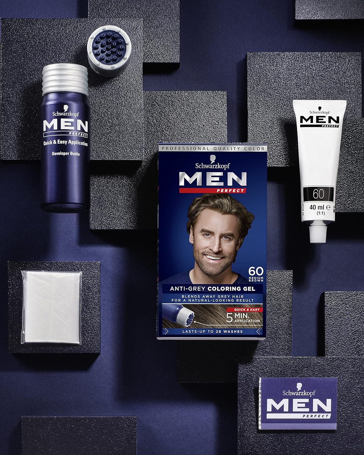 Detalle 2 de Schwarzkopf Men Perfect Tinta Colorante in Gel 60 Castano Naturale: copertura dei capelli bianchi con effetto naturale