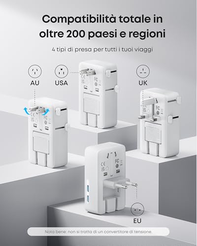 Thumbnail 1 de Anker Nano Adattatore Universale da Viaggio 5-in-1: USB 5 porte con 20W PD, spina universale