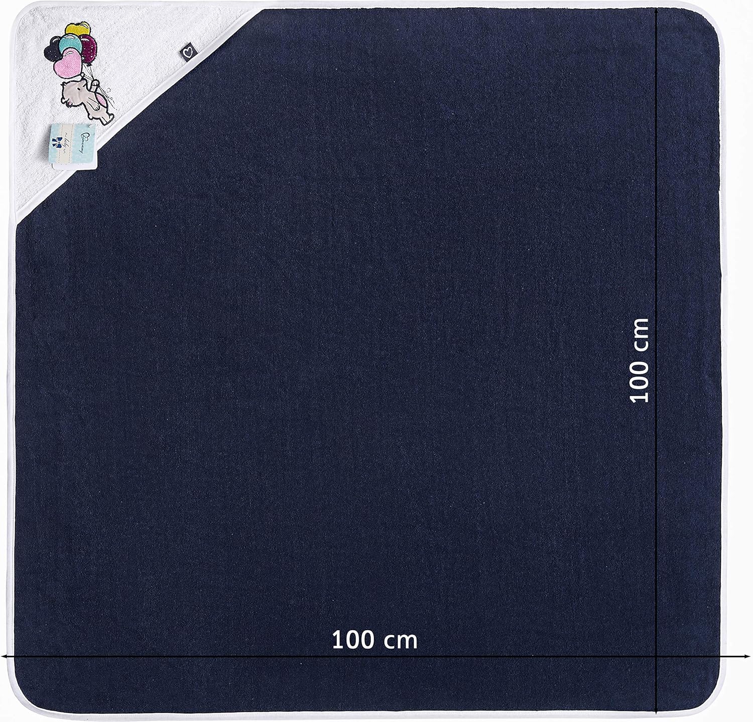Thumbnail 2 de Be Mammy Asciugamano con Cappuccio 100% Cotone Neonato e Bimbo OEKO-TEX 100 100x100 cm (Blu Scuro - Orso) BE20-240-BBL