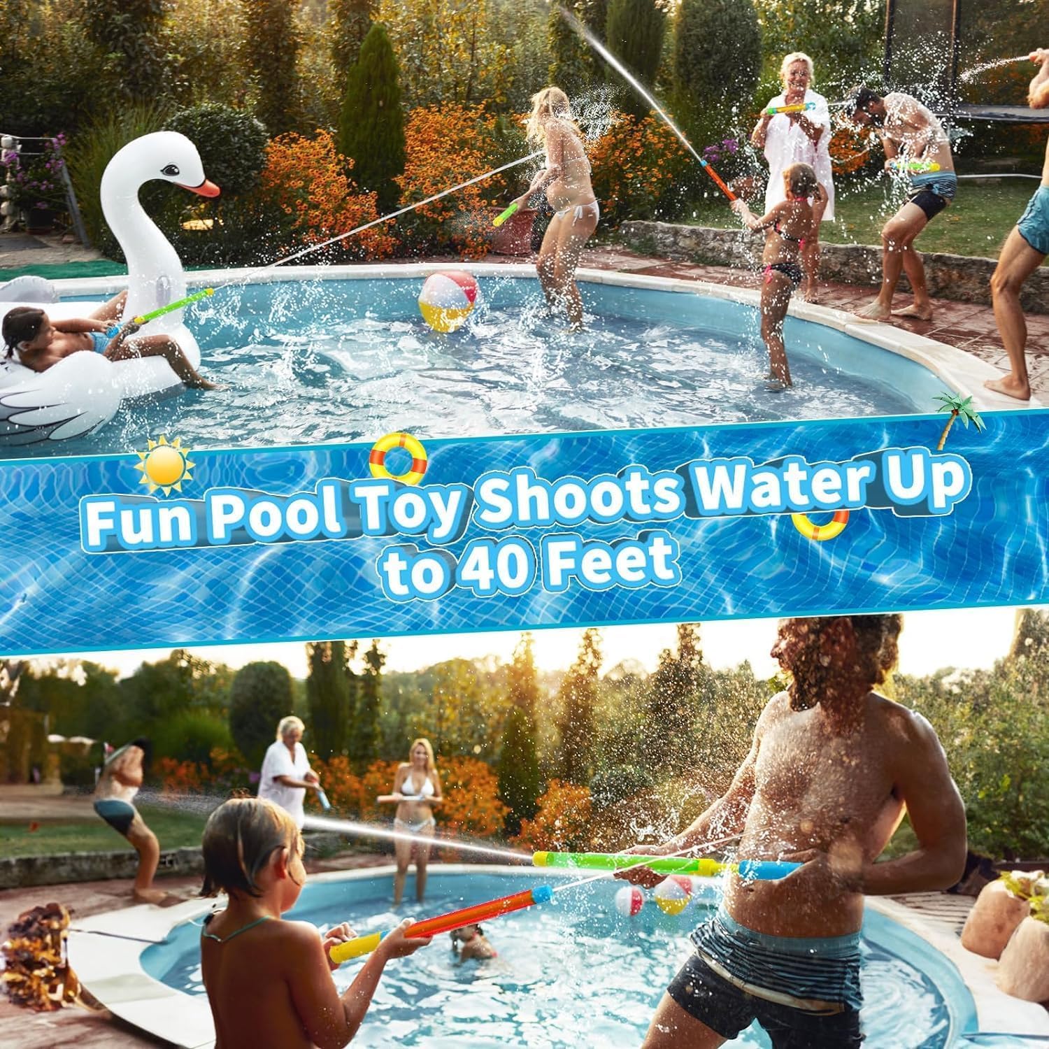 Detalle de LQYoyz Water Gun Blaster: 18-Pack, Shoot Up to 40 Feet for Poolside Fun