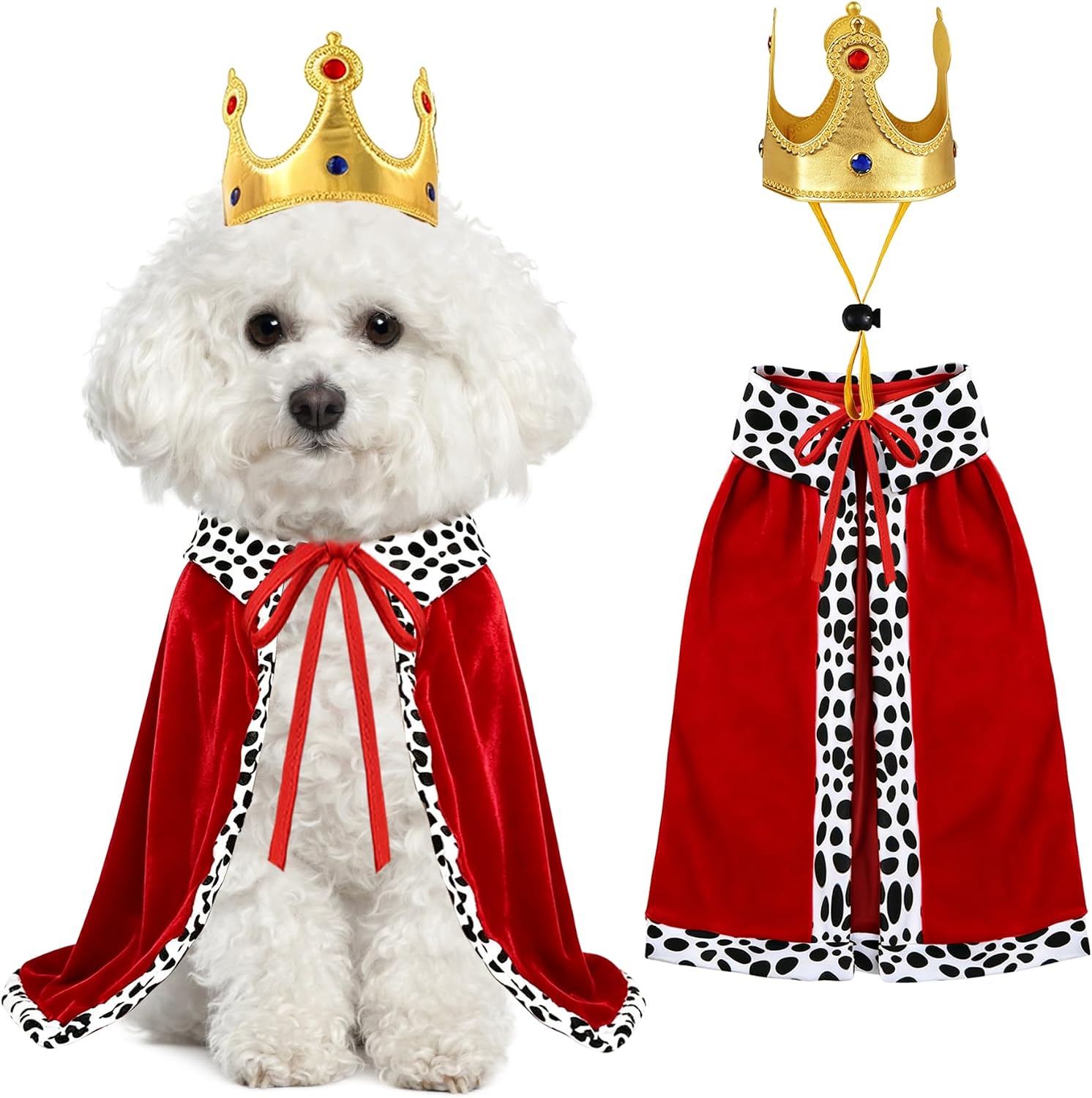 Thumbnail 5 de PAYHTOW Dog King Costume, Large Polyester Cloak and Crown Set
