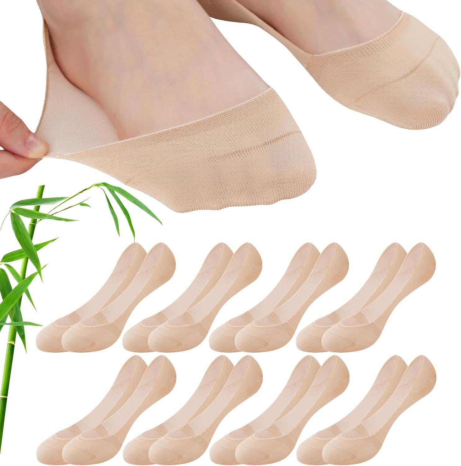 Detalle de inaWarm Fantasmini Donna invisibili in bambù e cotone (8 paia) con antiscivolo in silicone
