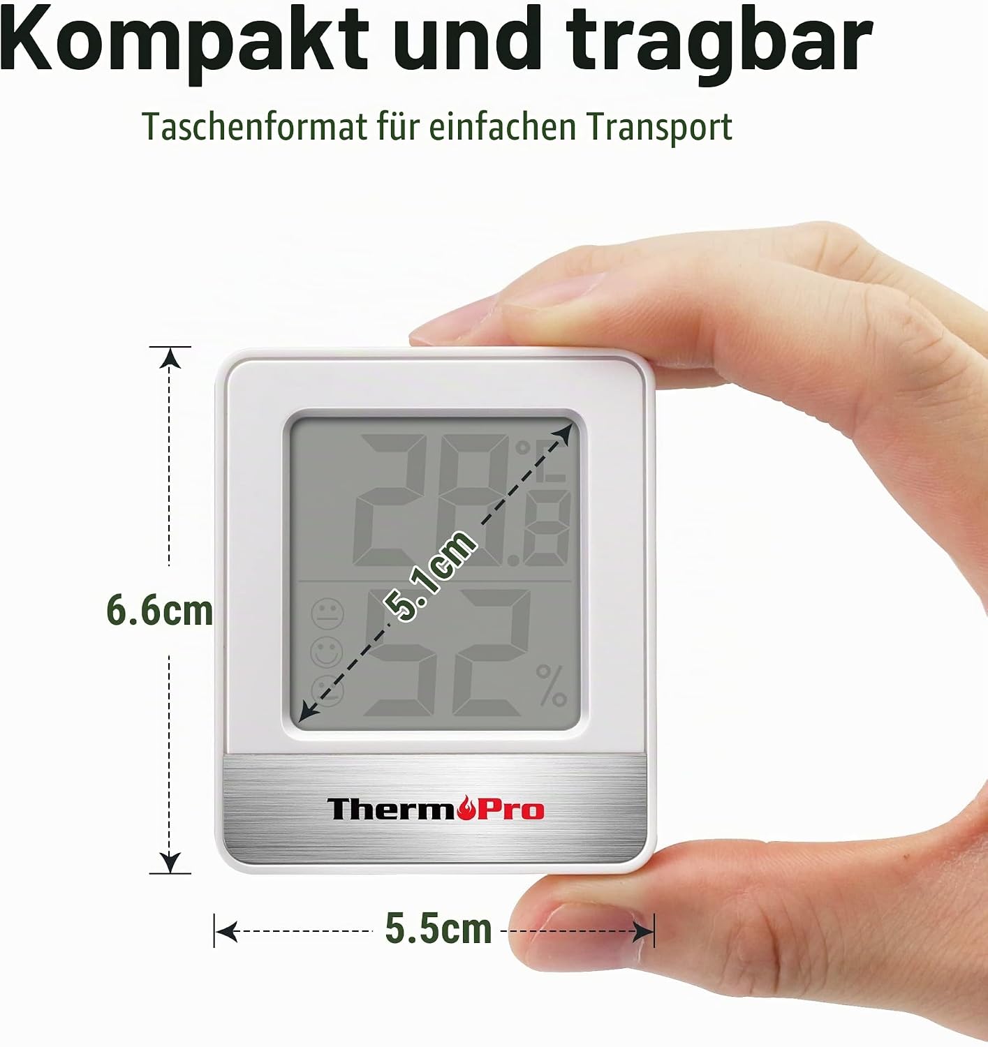 Detalle de ThermoPro Thermo-Hygrometer Thermometer – Innen Digitaler Luftfeuchtigkeitsmesser mit Smiley-Indikator