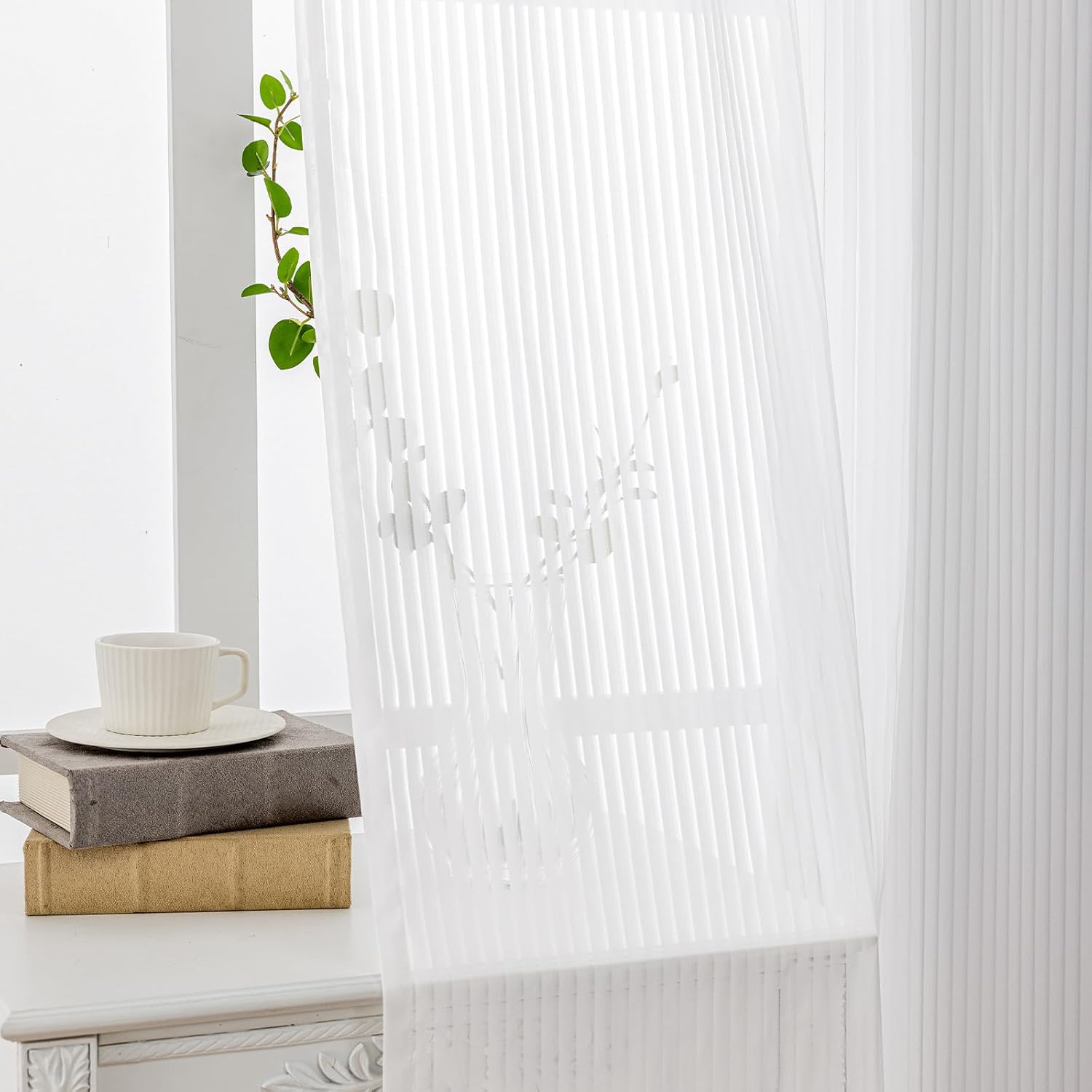 Detalle 2 de Ystyle Rideau Voilage 140x200 cm blanc