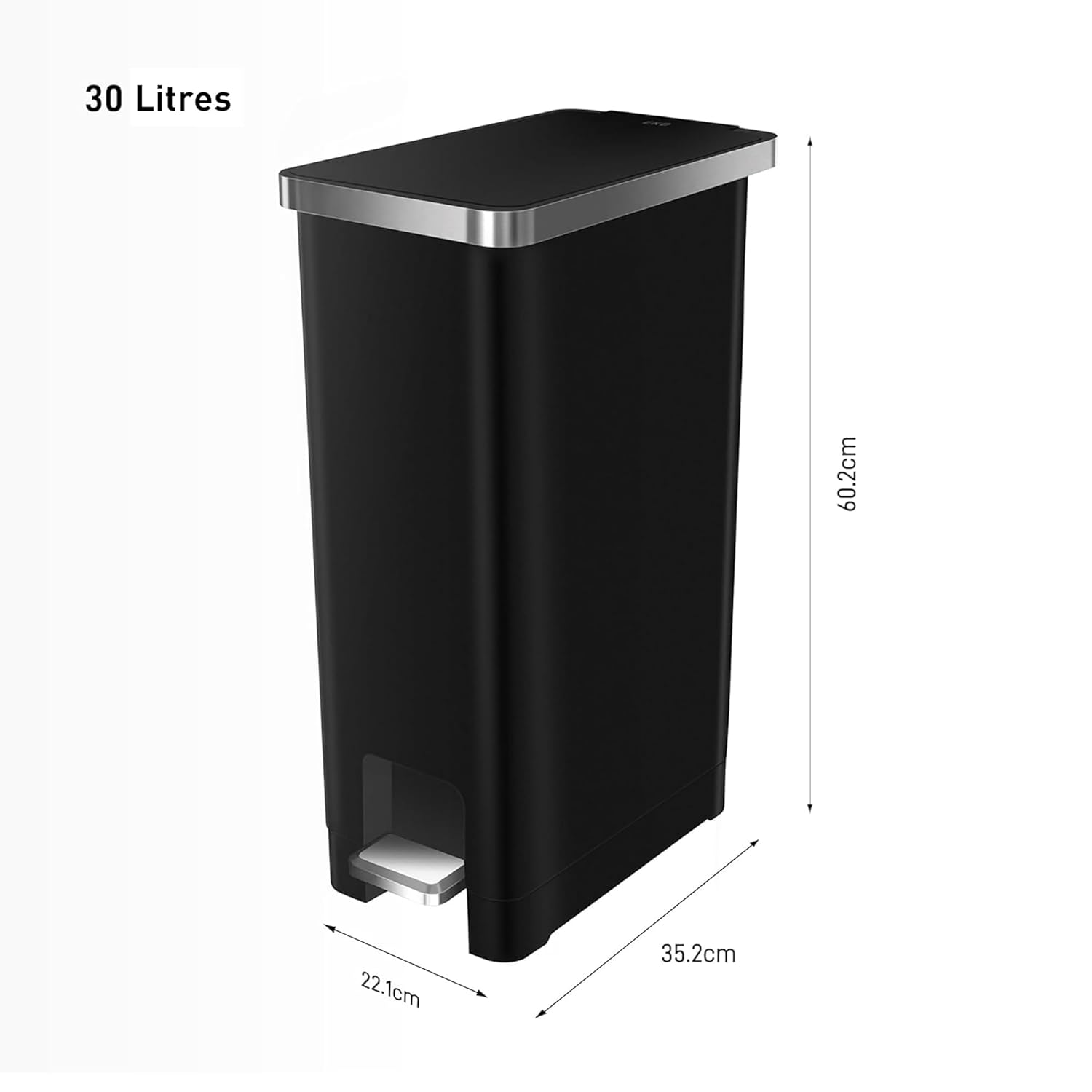 Thumbnail 2 de EKO Poubelle Cuisine Hana 30L Noire avec Pédale – Finition sobre et fermeture silencieuse